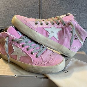 BNIB Golden Goose sneakers. Distressed pink canvas. Size 37